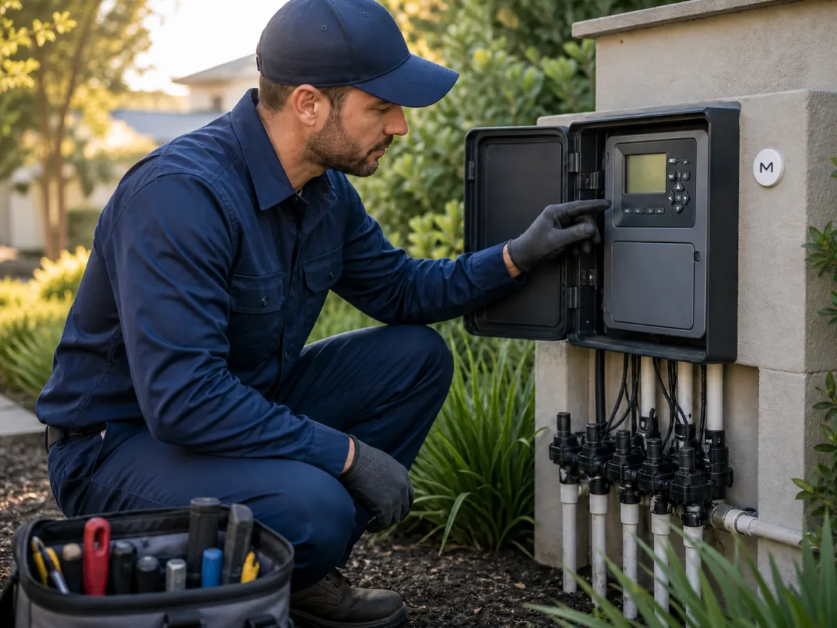 Irrigation technician using a Service Dot